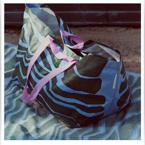 Marimekko for Ikea Large Blue Green Bastua Bag Limited Edition